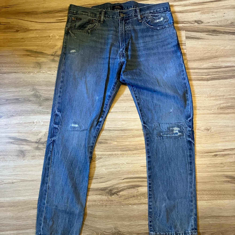 Polo Ralph Lauren Varick Slim Straight Distressed Jeans